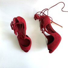 LE SILLA SCARPE SANDALI ALLA SCHIAVA PELLE SCAMOSCIATA ROSSO