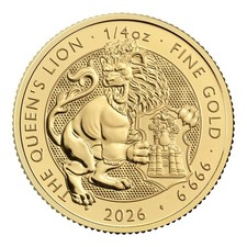 Regno Unito 25 sterline 2026 Tudor Beasts Queen’s Lion 1/4 oz oro 999,9