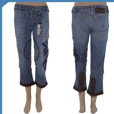 Annarita N Donna Pantalone Jeans 42 W28 M Medium Blu Denim Capri Ecopelle Strass