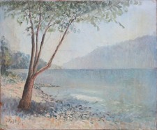 Lago garda quadro olio - lago, su