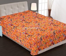 Copriletto Trapuntato Singolo Etnico Indiano Kantha Fatto a Mano Cotone Copri...