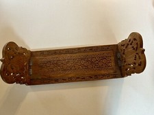 Libreria vintage in legno intagliato a mano espandibile pieghevole motivo floreale India Arts