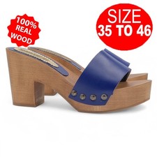 Zoccoli da donna blu in pelle