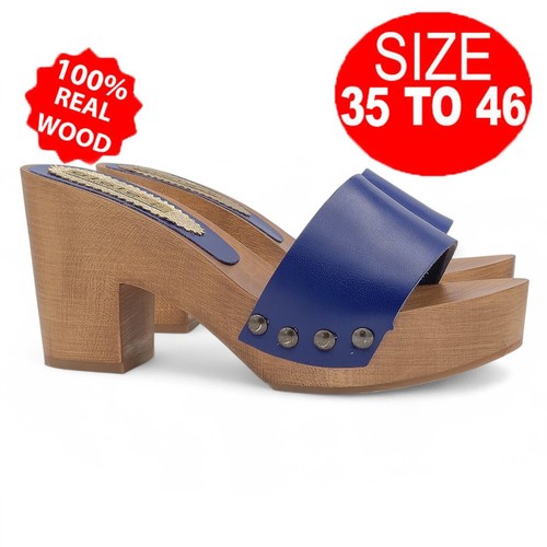 Zoccoli donna blu pelle - zoccoli,