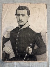 Antico disegno a matita - ritratto militare - metà '800