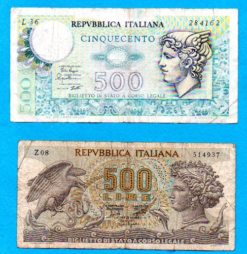 Banconote 500 lire aretusa - banconote,