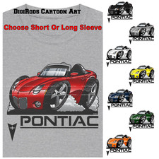 T-shirt DigiRods Pontiac Solstice colori convertibili modello auto cartone animato grigia