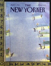 1986 DOORMAN BELLMAN HOTEL HAIL CAB EUGEN MIHAESCU ART NEW YORKER COVER FC910