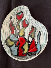 Piatto D'Arte In Ceramica Italiana Vintage Marcello Fantoni