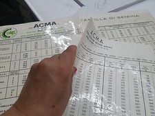 DUE TABELLE SEMINA ACMA AUSONIA SEMINATRICE SPANDICONCIME