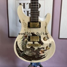 Chitarra elettrica solida fatta a mano naturale LP Gragon intarsiata HH pickup hardware oro