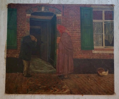 Grande antico dipinto olio - dipinto,