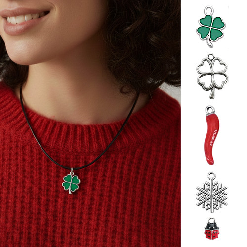 Collana natalizia quadrifoglio - collana,