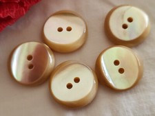 Lotto 5 Bottoni Antichi IN Madreperla Beige Spesso Vintage 1,7 CM Rif. 6035