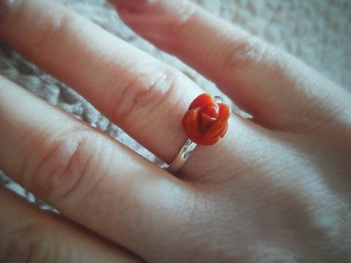 Anello con rosa - rosa, di