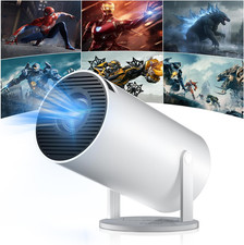 Mini Proiettore 4K WiFi6 BT5.2 Android 11 180° Rotazione Smart Beamer Bianco