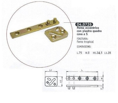 Cerniera perno armadio - perno, mm.75