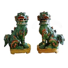 Coppia di cani Pho in porcellana cinese antica