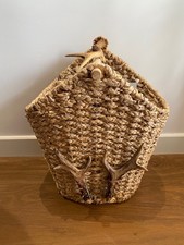 PORTARIVISTE paglia con autentiche CORNA di CAPRIOLO salotto arredo montagna