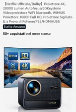 videoproiettore 4k Wimius 9k Dolby E Netflix Autofocus Connettività Wifi6 BT...