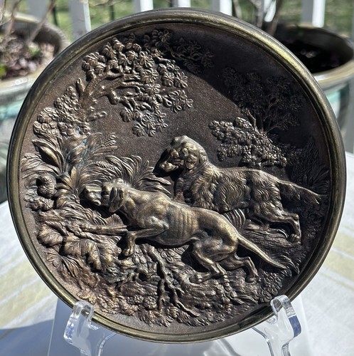 Targa scultura cani caccia