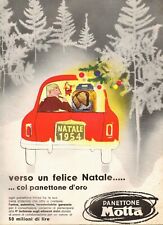 PUBBLICITA' 1954 PANETTONE MOTTA BABBO NATALE REGALO AUTO ROSSA DOLCE FELICITA'