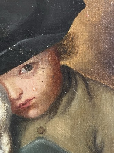 Antico dipinto olio ragazzo - dipinto, ad