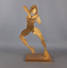 Scultura ottone donna danzante modernista firma Giubak serie limitata 23/100