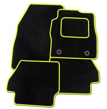 FITS FIAT PANDA 2012 ONWARDS TAILORED BLACK CAR MATS WITH YELLOW TRIM