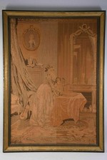 Arazzo Antico 700 ! FATTO a MANO ! FIRMATO  Datato Maternità Cornice RARO quadro