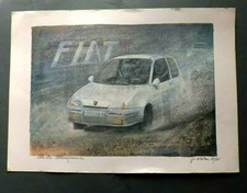 Litografia originale numerata MATTEO MASSAGRANDE FIAT 2° RADUNO ABARTH TREVISO