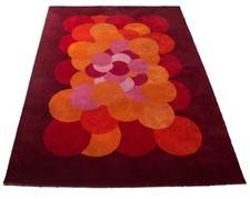 Bellissimo tappeto italiano in lana, vintage anni '70, space age. 230x160cm