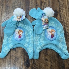 Set 2 Guanti Cappello Disney Frozen Elsa Anna Bambino OSFM Perfetto Abbinamento Sorella Amici