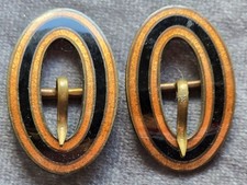 Coppia di fibbie per scarpe antiche in metallo con smalti - FRANCIA inizio '900
