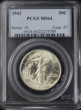 1942 MEZZO DOLLARO WALKING