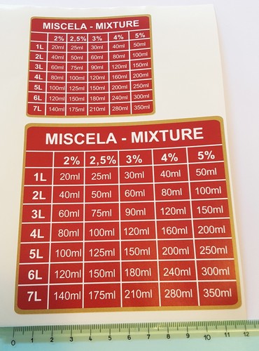 Adesivi miscela tabella - , vespa