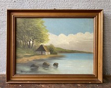 Charmantes Piccolo Quadro A Impressionista Casa Am Riva Costa Mare 1920 Antico