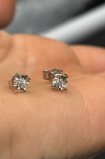 Orecchini Punto Luce Oro Massiccio 18K Bianco Con 2 Diamanti  MADE IN ITALY