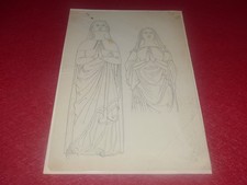 Disegno Originale Su Strato/Inchiostro Fine XIX Recumbent Tute Storia Jacquemin