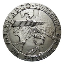 Medagliaone argento DIPARTIMENTO DELLA PROTEZIONE CIVILE TELESPAZIO 282 gr 80 mm