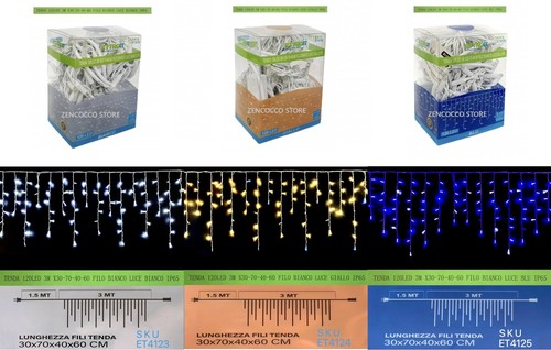 Tenda luminosa 120 led - tenda, 3mt
