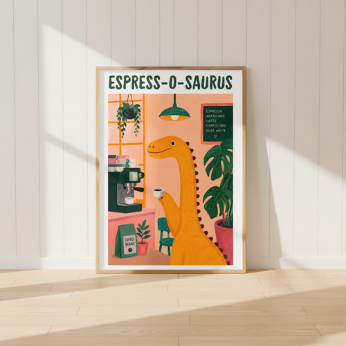 Poster caffè dinosauro