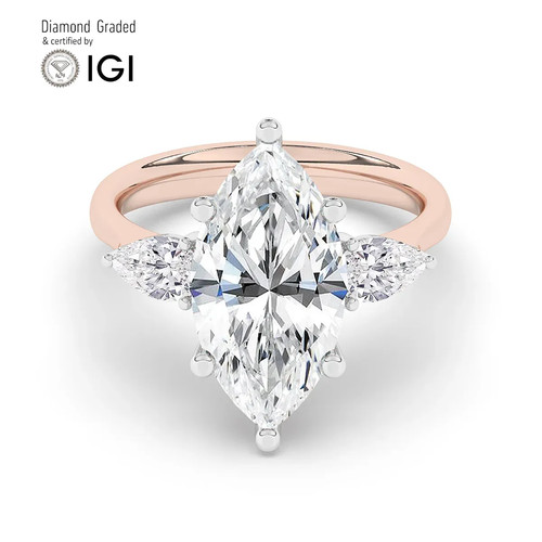 Marquise diamond trilogy ring - marquise,