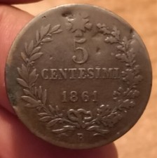 5 Centesimi 1861 Bologna, Vittorio Emanuele II, Molto Rara R2, MB+, Rif. 4723