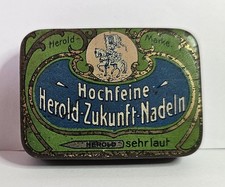 Antica Scatola Latta Puntine Grammofono Herold -Zukunft  Nadeln  -Rara Germany