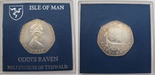 *TRIU* ISOLA DI MAN 50 PENCE 1979 ODIN'S RAVEN in ARGENTO 925 in confezione FDC