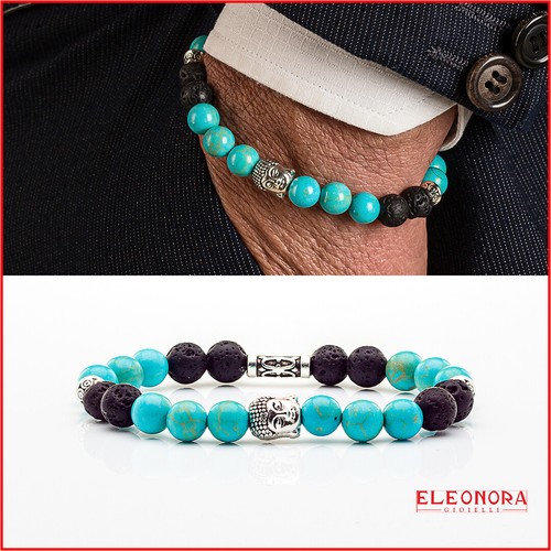 Bracciale uomo con pietre - bracciale,