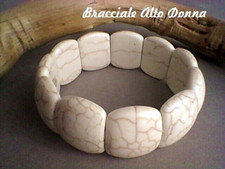 ❤️?? BRACCIALE DONNA PIETRE DURE HOWLITE BIANCO AVORIO ALTO.   CIRCONF. CM 20