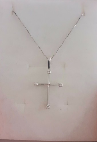 Croce oro bianco 18kt e - in,