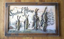 Ornamento vintage con cornice Country Corner "Sports d' Hiver" 1970 regalo da collezione